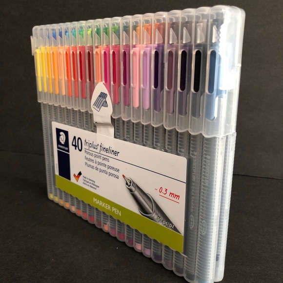 40ct Assorted Porous Point Pens Triplus Fineliner 0.3mm Marker Pen - Staedtler. - Picture 2 of 4